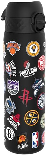 Ion8 NBA Équipes Multiples Gourde, 500ml, Anti-Fuite, Facile à Ouvrir, Verrouillage Sécurisé, Lavable en Lave-vaisselle, Sans BPA, Poignée de Transport, S'adapte aux Porte-gobelets, Facile à Nettoyer
