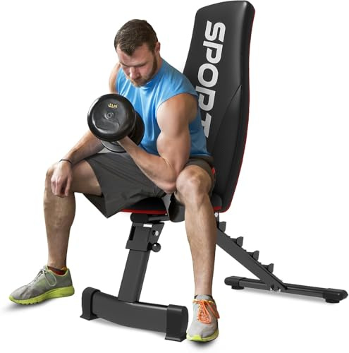 Banc de musculation pliable et réglable – Banc d'exercice de force de charge de 350,2 kg– 5 positions du dossier – pliage rapide en 2-3 secondes –pour entraînement complet du corps