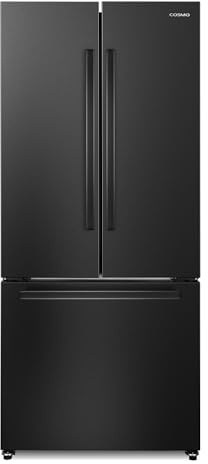 COSMO COS-RFFV183GHBK 30 in. Vista Collection 17.5 cu. ft. Counter Depth 3-Door French Door Refrigerator, Freezer Drawer, Handles, Matte Black
