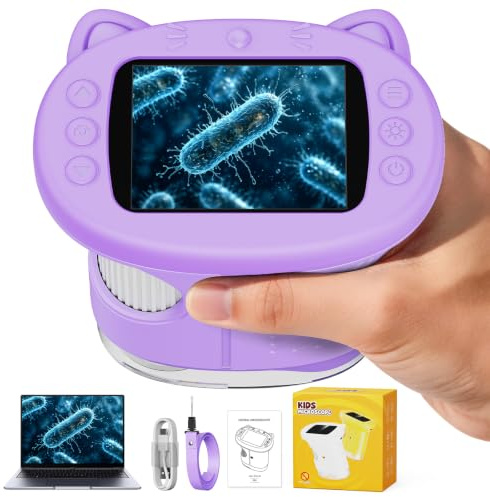 ASPOVEN Microscope 1000x for Kids, Adventure Microscope Kids (Purple)