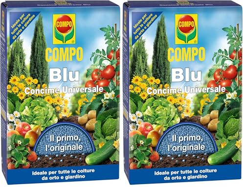 COMPO Blu, Concime Granulare Universale, Fertilizzante per Tutte le Colture da Orto e Giardino, 1 kg (Confezione da 2)