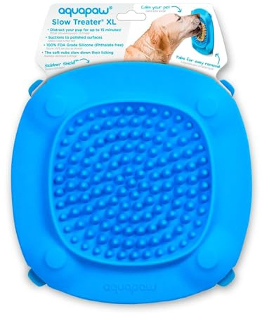 Aquapaw Lick Mat for Dogs with Suction Cups - XL, Blue, 1-Pack - Slow Feeder Lick Pads for Dogs & Grooming Enrichment - Food Mat for Peanut Butter Treats