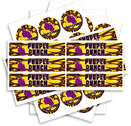 60ml Jar Stickers - Lid and Side Label Stickers- 3.5g Glass Jar Stickers - Stickers ONLY - Purple Punch T2 x30