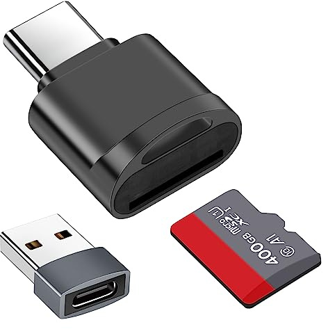 Seminer Lector de Tarjetas TF, Lector de Tarjetas Micro SD, Adaptador Lector de Tarjetas de Memoria TF Tipo C con Adaptador USB C a USB Compatible con Portátiles, MacBook, Samsung Galaxy (Gris)