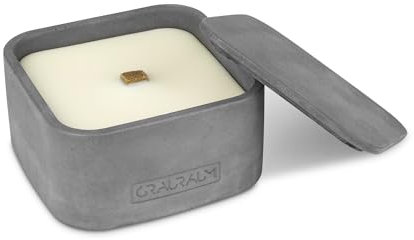 GRAURAUM Outdoor-Feuer mit Dauerdocht: Kerzen einschmelzen - 16cmx16cmx8,5cm Tischfeuer als großer Kerzenfresser - Kerzenfeuer Outdoor-Kerze mit langer Brenndauer - Handgemacht in Deutschland