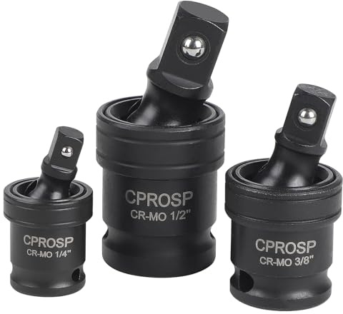 CPROSP 3tlg Kraft-Kugelgelenk 1/4 3/8 1/2, 360° Drehgelenk, Gelenksatz mit Kugelfeder, Adapter für Drehmomentschlüssel