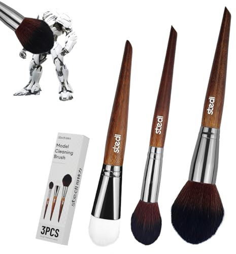stedi Kit de Cepillo de Limpieza para Modelos, Herramientas de fabricación de Pasatiempos, 2 cepillos Suaves y 1 rígidos, Cepillo de Polvo Modelo para estatuas, Gundam, Manualidades Militares de