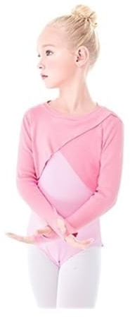 Cache Coeur Danse Classique Fille Pull de Ballet for filles, haut de danse for enfants, tricot croisé, veste de gymnastique de Ballet chaude d'hiver avec poignets troués, manteau de danse(Pink,2XL hei