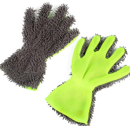1 Pezzi Guanti Pulizia Auto Ciniglia, Dita Guanti Autolavaggio, Guanti Lavaggio Cinque Dita, Guanti Reversibili Pulizia Dell'auto, Guanti Pulizia Dell'auto, per Auto e Pulizia Domestica (Grigio)