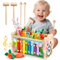 Fajiabao Jouet Bebe 1 an Montessori- 7 en 1 Jeux en Bois Educatif Jouet Enfant 1 an Jeu Marteau et Xylophone Bebe, Cueillir Les Navets, Cadeau Enfant 1 2 3 Ans Garcon Fille Anniversaire