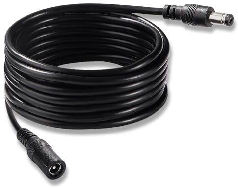 KUOQIY 5m 5.5x2.1 mm 24V 12V Cavi di Prolunga per Alimentazione DC, DC Cavo Estensione Maschio a Femmina 22AWG, per Telecamera Sicurezza CCTV, DVR, Nero