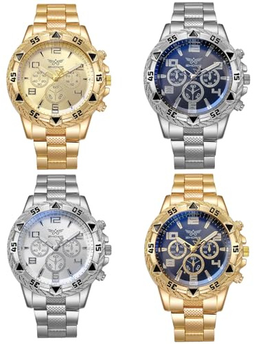 Dacdyi 4 pcs Classics Business Watches for Men Big Face Men’s Watch Wholesales Analog Quartz Wristwatch