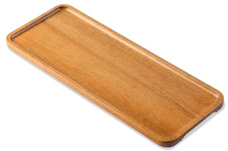 WLWNWFT Holztablett 36 x 14 cm, Servierplatte Serviertablett Akazienholz, Deko Tablett Holz Rechteckig, Holzbrett Deko Holzschale Länglich, für Käse, Wurst, Dessert, Kaffee, Kerzen