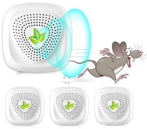 EMS Ultrasonic Pest Repeller Insect Repellent, Efficient Repelling Spider, Mosquitoes, Mouse, Cockroach and Other Rodents, 100% Safe (4 Packs)