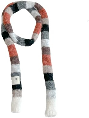 Kashmirscarf， 190 * 10 cm orange/grön regnbågsfärgad smal halsduk ullrandig ullhalsduk söt(Gray Coffee)