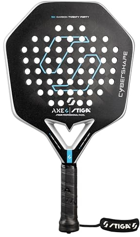 STIGA Axe 4 Cybershape Padel Racket - Rigid, Fast Racket in Unique Cybershape Shape. Exclusive Material Made from 15K Carbon Fibre and TeXtreme, optimised for Advanced Players