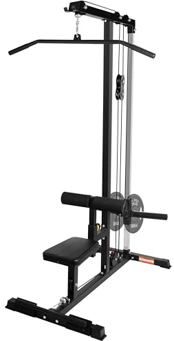 Fitvids LAT All-in-one Machine with High and Low Pulley Station, LAT PullDown and LAT Row Cable Machine, LAT Tower with Adjustable Leg Support for Home Gym Total Body Training
