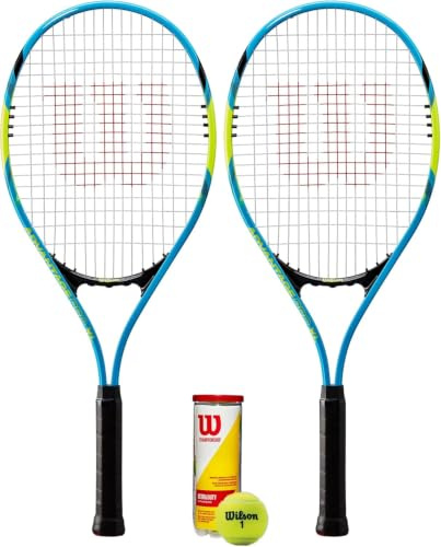 2 x Wilson Tour Tennis Rackets including 3 Tennis Balls