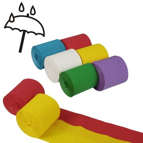 12 Krepp - Bänder a`10 m x 5 cm farbig sortiert wasserfest Partydekoration Kreppband Krepppapier