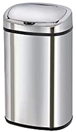 Kitchen Move Majestic Pattumiera automatica da cucina, 58 l, grande capacità, in acciaio inox, con reggiatura, argento