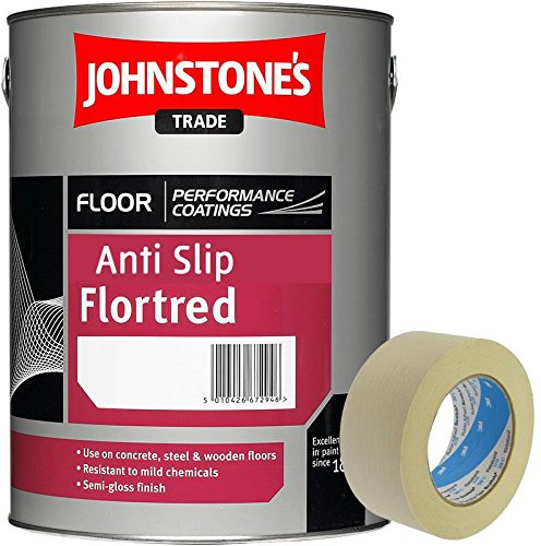 Johnstone's Trade Anti Slip Flortred Floor Paint Dark Grey 5L 2 inch Masking Tape Included