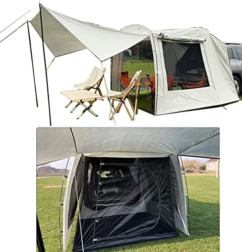 TentHome Versatile Tailgate Awning Car Tent Attachment Rainfly Screen Room, Easy Setup With Spacious Space Suitable for SUV, MPV, CUV, and Minivans for Camping & Road Trips (with RainflyScreen Room)
