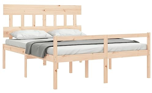 vidaXL Letto per Anziani con Testiera 160x200 cm in Legno Massello