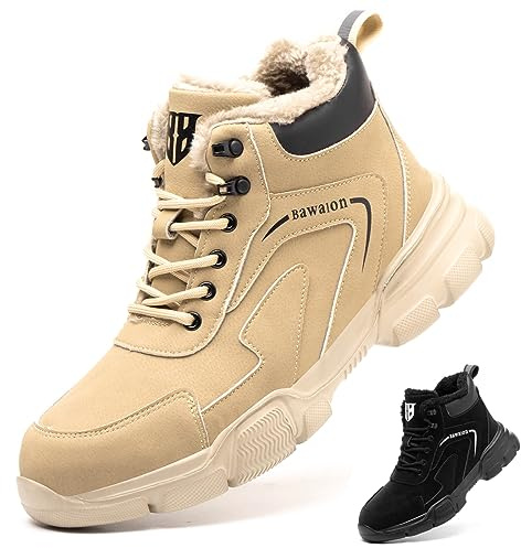 Bawalon Chaussures de Sécurité Hommes Femmes Montante, Imperméable Bottines de Sécurité avec Embout en Acier Légère Antidérapant Bottines de Travail