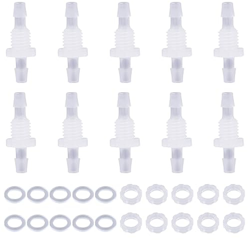 10 Confezioni 4mm Thru-Bulk Bulkhead Raccordi Portagomma Plastica Raccordi per Tubi Flessibili Raccordi Connettore Tubo per Acquario Giardino Laboratorio
