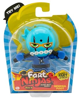 Fart Ninjas General Poot Cheek Burner Série 8 Figurines à Collectionner 10 Sons de Pets hilarants et réalistes Bleu
