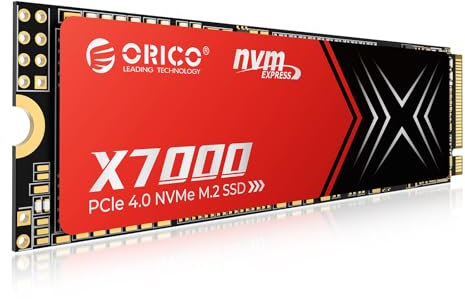 ORICO 1TB M.2 NVMe SSD para Juegos, hasta 7100MB/s, 17μs de Tiempo de Respuesta, Unidad Interna PCIe Gen 4, Compatibilidad con PS5 y PC, Viene con Disipador Térmico-X7000