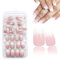 120 Pièces Faux Ongles Court Kit, Faux Ongles Courts en Forme, Capsule Français Ongles, Ongles Sobres Artificiels, pour Diy Nail Art (B)