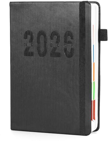 Planificateur Hebdomadaire A5, 2026 Calendrier Agenda 12 Mois, Plan Annuel | Mensuel | Quotidien,Carnet de Notes avec Porte-stylo Signet, Papier épais 80 GSM 400 pages
