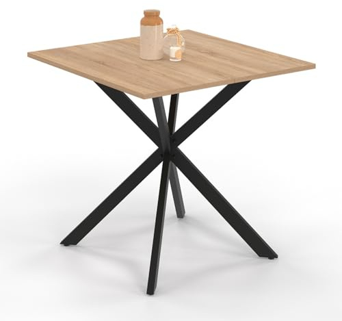 IDMarket - Table à Manger carrée Alix 4 Personnes Pied araignée Bois et Noir 80 cm