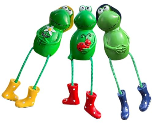 NUOBESTY 3pcs Resin Frog Figurine Shelf Sitters Long Leg Frog Ornaments Home Décor Accents Desktop Resin Animal Statues for Living Room and Office