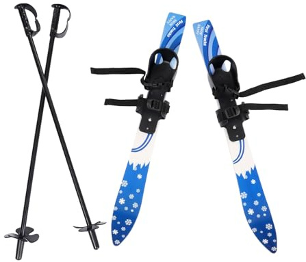 Kit de ski pour enfant avec skis et bâtons, planche de ski de 68 cm, fixations réglables, pour enfants de 2 à 8 ans, capacité de charge de 50 kg, pour débutants, idéal pour les vacances d'hiver et les