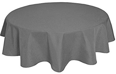 Tischdecke Leinenoptik Leinen Lotuseffekt Wasserabweisend Lotus Rund Ø140 Grau
