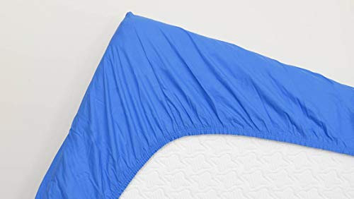 Snoozing - Perkal-Baumwolle - Spannbettlaken - für Boxspringbetten-Matratzen - Extra hoher Steg - 90x210 cm - Blau