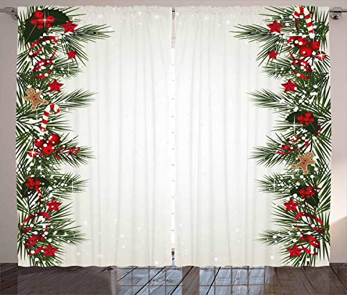 ABAKUHAUS Natale Tenda, Eve Magia di Capodanno, Casa Arredamento Elemento Distintivo Due Pannelli Set, 280 x 260 cm, Rosso Verde