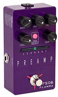 FLAMMA FS06 Digital Preamp Pedal Guitar Effect Pedal with Built-in Cabinet Simulation 7 Preamp Models Saving Preset
