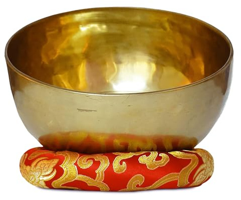 Sanskar Nepal - Tibetan Singing Bowl, Handcrafted Singing Bowl for Meditation, Prayer & Holistic Healing, Yoga Accessories, 6” Sound Bowl with Wooden Striker, Artisanal Pouch & Cushion