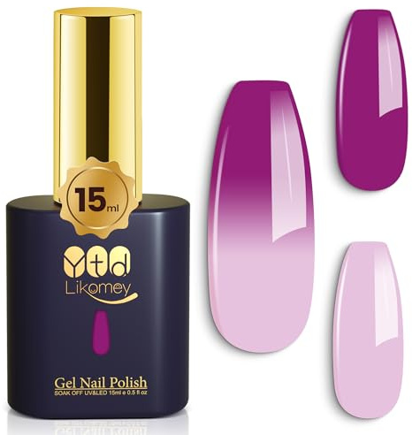 YTD Likomey UV LED Gel-lack Nagellack,15ml Ljust Lila Lila Temperaturfärg Nagellack,Färgskiftande Manikyr Gel Polish,Kameleontfärg Gellack,WB12