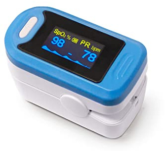 QUIRUMED Oxímetro de pulso para adultos, Pulsioxímetro portátil medidor de pulso y saturación de oxígeno (SpO2), Pantalla OLED, Lectura instantánea, Apagado automático, Bajo consumo