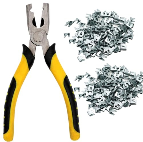 MUALROUS Wire Cage Buckle Clips Pliers Sets 600pcs Wire Cage Clips Bird Cage Building Kit Cage Welding Repair Hand Tools for Pet Cat Dog Rabbit Cage and Cattle Sheep Fence Wire Mesh