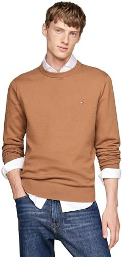 Tommy Hilfiger Herren Pullover Crew Neck Regular Fit, Beige (Safari Canvas), S