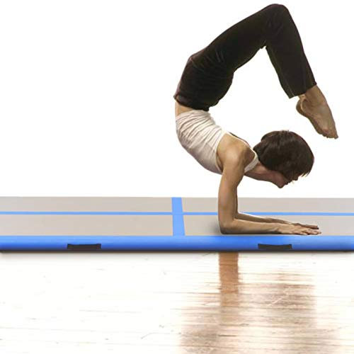 Brokky Inflatable Gymnastics Mat with Pump 500x100x10 cm PVC Blue-inflatable Gymnastics Tumble Track Gym Mat for Home Use,Training,Cheerleading,Yoga,Water Fun