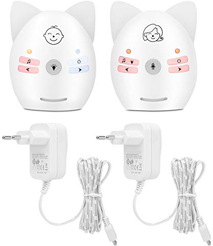Vigilabebés portátil de audio bidireccional con cifrado inalámbrico, luz nocturna y función de música para bebés (monitor de voz)