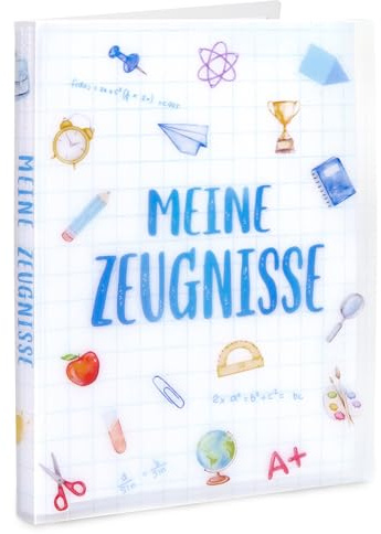 BOFUNX Zeugnismappe A4 mit 20 Hüllen Dokumentenmappe Sichtbuch für Aufbewahrung und Schutz von Zeugnisse Einschulung Schulanfang Geschenk für Kinder Jugendliche Schüler Mädchen Jungen