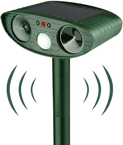 Répulsif Chat Ultrason, Repulsif Chat Solaire & Répulsif Ultrason Anti Rongeurs Étanche, Repulsif Chat Exterieur avec Détecteur de Mouvement pour Anti Chats Chiens Souris Animaux Sauvages