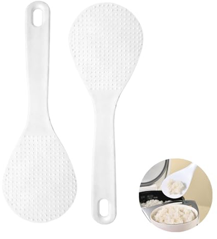Juego de paletas de arroz de estilo japonés – 2 Cuchara de arroz antiadherente, 19,5 cm, revestimiento antiadherente, apto para lavavajillas, ideal para arroz y otros guarniciones